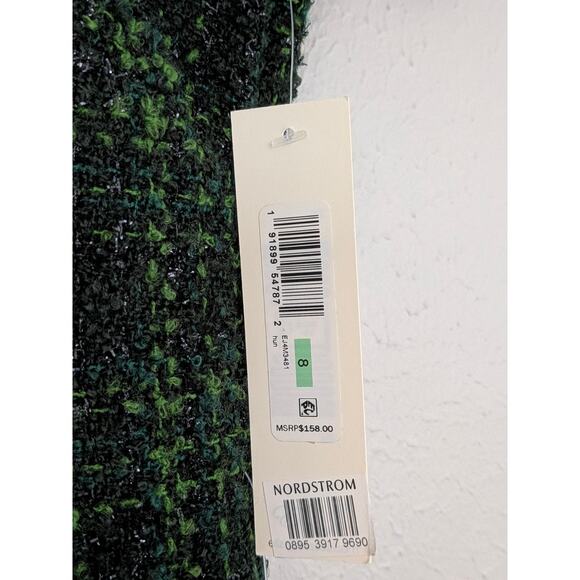 NWT Women’s Eliza J Metallic Tweed Dress Hunter Green Size 8 Elegant Cocktail - Picture 10 of 11